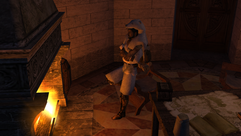 Clawhide Relaxing by the Fire