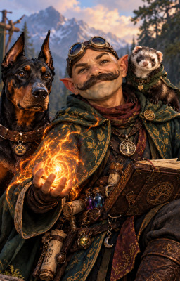 Gnome Mage Shepherd with pets